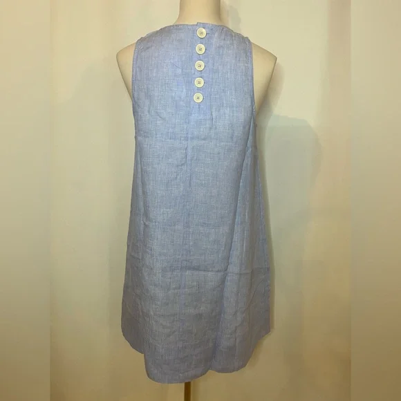 J.Crew Petite Maxine button-back dress in linen in French blue